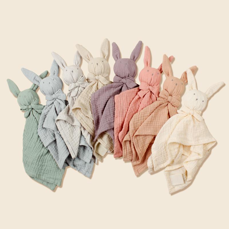 ベビー 安撫タオル おくるみ 赤ちゃん 新生児 純綿 ダブルガーゼ うさぎ ぬいぐるみ 添い寝 抱っこ毛布 ふわふわ 柔らかい 出産祝い ギフト
