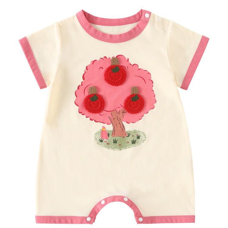 ロンパース 女の子 ベビー 新生児 半袖 薄手 綿混素材 通気性抜群 夏物 お出かけ着 部屋着 パジャマ ア..