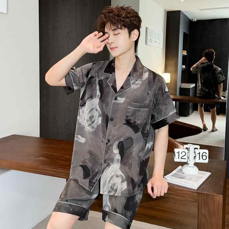 パジャマ メンズ 接触冷感 薄手 前開き 半袖 ハーフパンツ 2点セット 春夏 シンプル 高級感 ルームウェア 部屋着 ワンマイルウェア