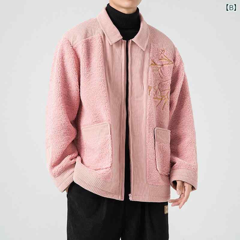 中綿ジャケット レディース ボア 切り替え ジップアップ ショート丈 チャイナ風 刺繍 ゆったり あったか 襟付き 体型カバー 春秋 アウター 大人カジュアル