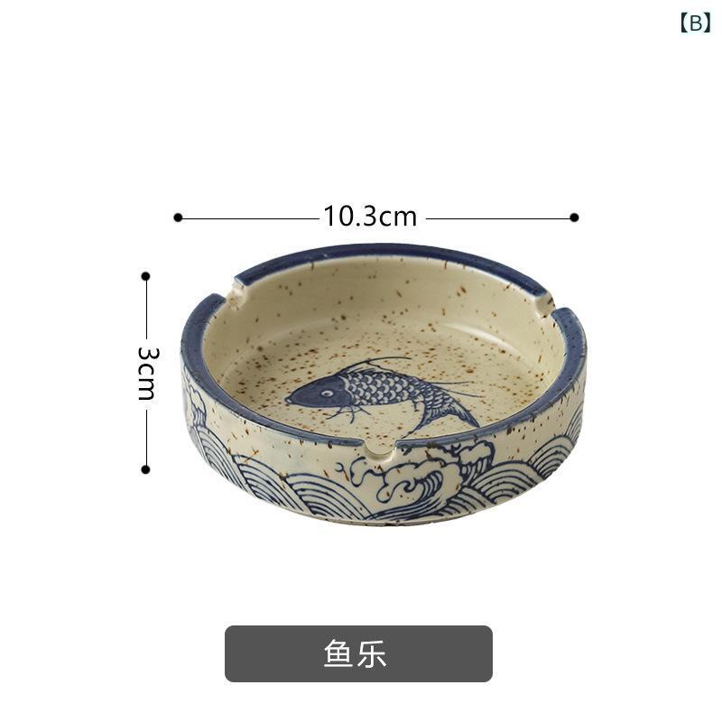 モズラボの灰皿 中国風 水墨画 陶器製 セラミック 蓋付き 灰飛び防止 丸型 レトロ ヴィンテージ おしゃれ リビング ホテル レストラン 茶室 家庭用 喫煙具 和モダン｜アングル3