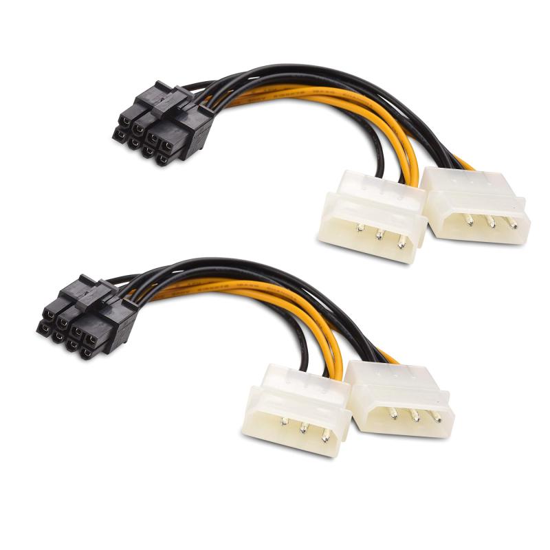 NEC - Cable Matters 2本セット 8ピン PCIe → ペリフェラル4ピン（大4 Pin）×2 電源ケーブル 11cm｜GPU補助電源ケーブル