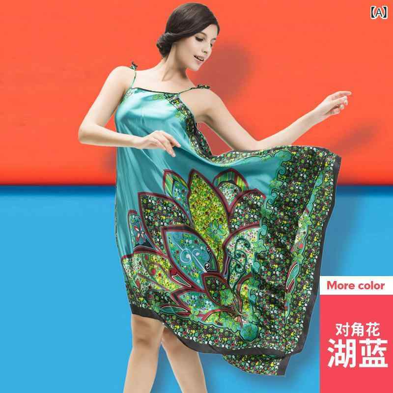 ネグリジェ レディース 接触冷感 薄手 通気性抜群 セクシー キャミソール エスニック風 シルク調 サテン ルームウェア ルームワンピース 大きいサイズ 快適 春夏 ナイトドレス