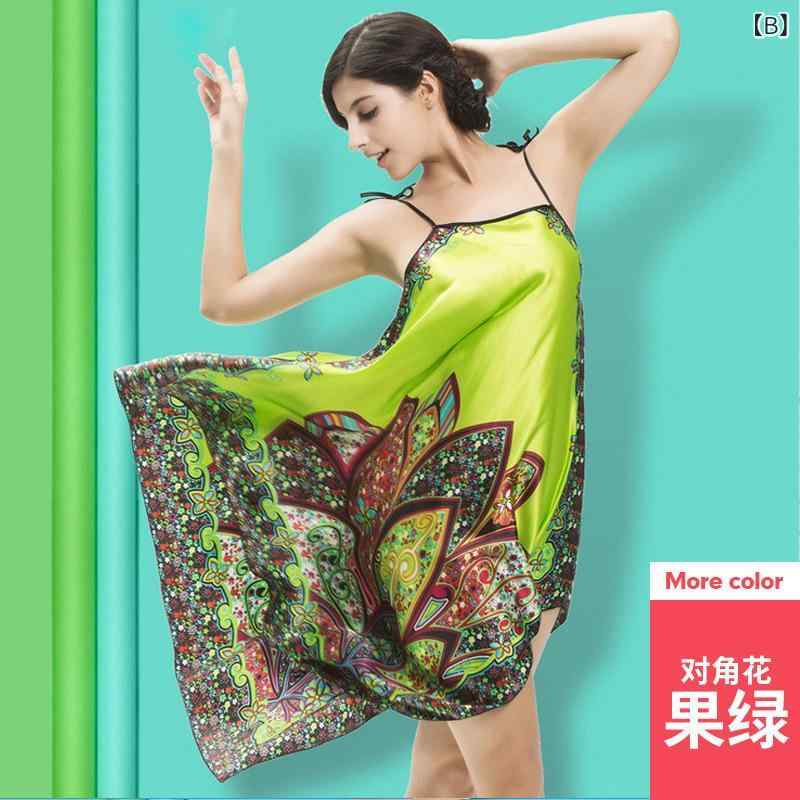 ネグリジェ レディース 接触冷感 薄手 通気性抜群 セクシー キャミソール エスニック風 シルク調 サテン ルームウェア ルームワンピース 大きいサイズ 快適 春夏 ナイトドレス