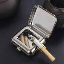 携帯灰皿 高級感 ステンレス製 キーホルダー付き 密閉 ミニ スクエア型 コンパクト ポケット 車載用 持ち運び おしゃれ アウトドア 喫煙具 シルバー(x2)