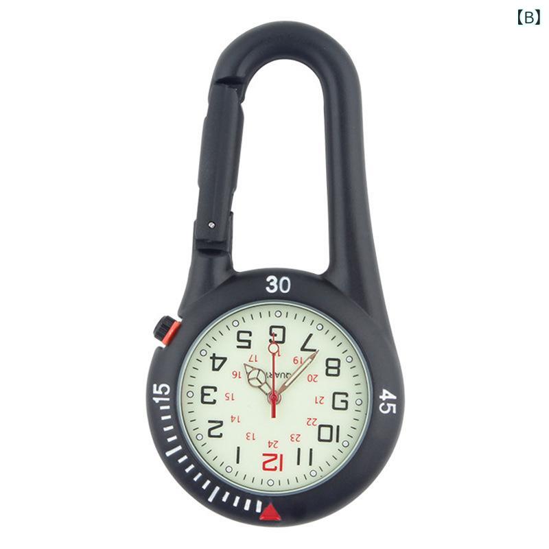 フックウォッチ 夜光 ナースウォッチ クォーツ 20m防水 懐中時計 カラビナウォッチ クリップ式 キーホルダー リュック 作業用 学生 シニア 男女兼用 見やすい アウトドア(x2)