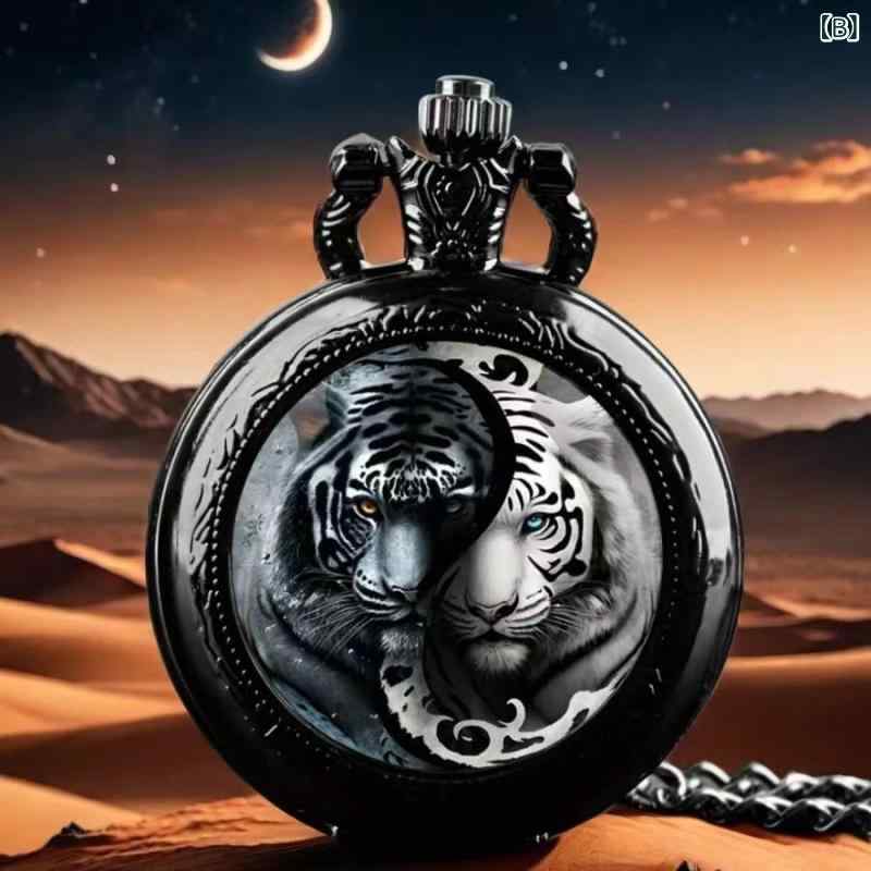 懐中時計 ユニセックス 学生 クォーツ式 24時間表示 カラフルな柄 レトロ アンティーク調 フリップカバー 蓋付き 飾り ペンダントウォッチ 個性的 おしゃれ トレンド ラウンド型 亜鉛合金製(x2)