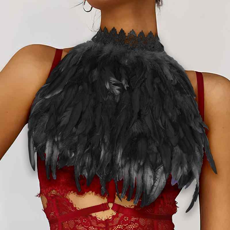 ステージ衣装 ゴシック フェザー ベスト ショール チョーカー ダンス イベント パーティー ハロウィン コスプレ 華やか ファッション小物