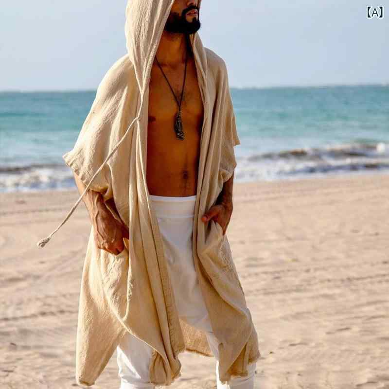 パーカー メンズ フード付き UVカット 日焼け対策 春夏 リゾート ビーチウェア カジュアル ゆったり ミドル丈 羽織り