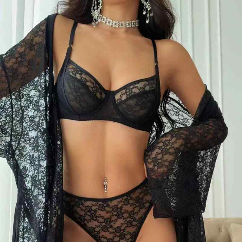 ナイトガウン レディース セクシー 透け感 レース 薄手 接触冷感 通気性抜群 シースルー Vネック パジ..