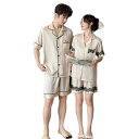 パジャマ カップル 接触冷感 吸汗速乾 半袖 ショートパンツ 薄手 高級感 ポロ襟 ルームウェア セット ホームウェア 春夏 快適 通気性抜群 ワンマイルウェア