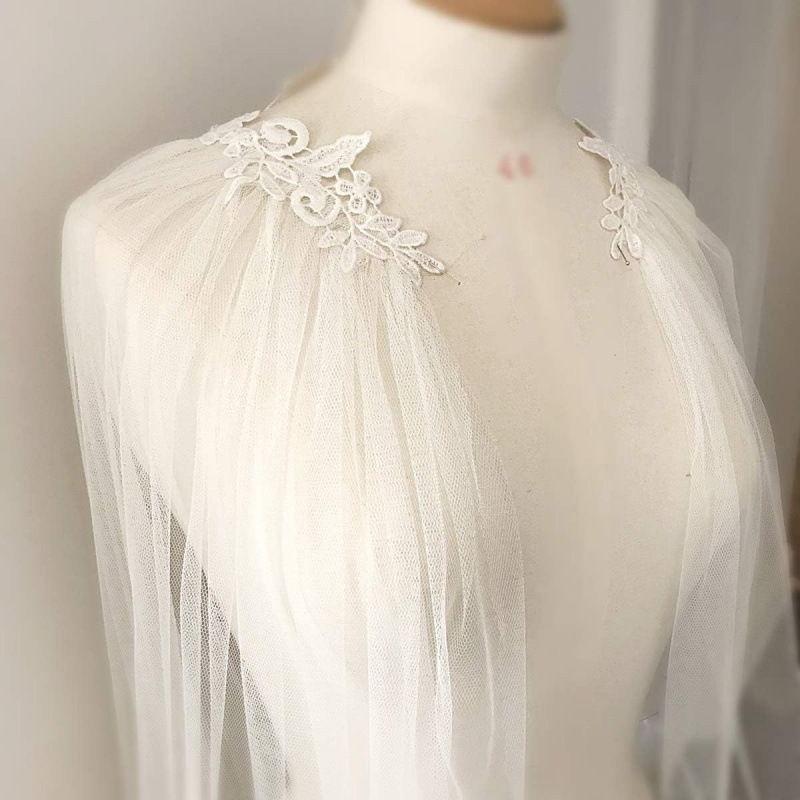 ショール レディース フレンチレトロ レース チュール ケープ ブライダル ウェディングドレス用 ボレロ..
