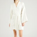 バスローブ レディース メンズ 薄手 吸水性 通気性 ワッフル生地 Vネック シンプル カップル ルームウェア 部屋着 オールシーズン パジャマ ホワイト フレンチスタイル