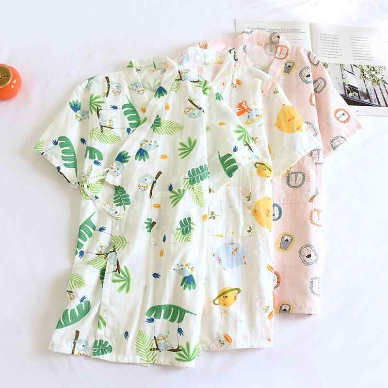 キッズ 浴衣 薄手 ダブルガーゼ 綿100% パジャマ ルームウェア 部屋着 春夏 通気性 吸湿性 湯上り着 か..