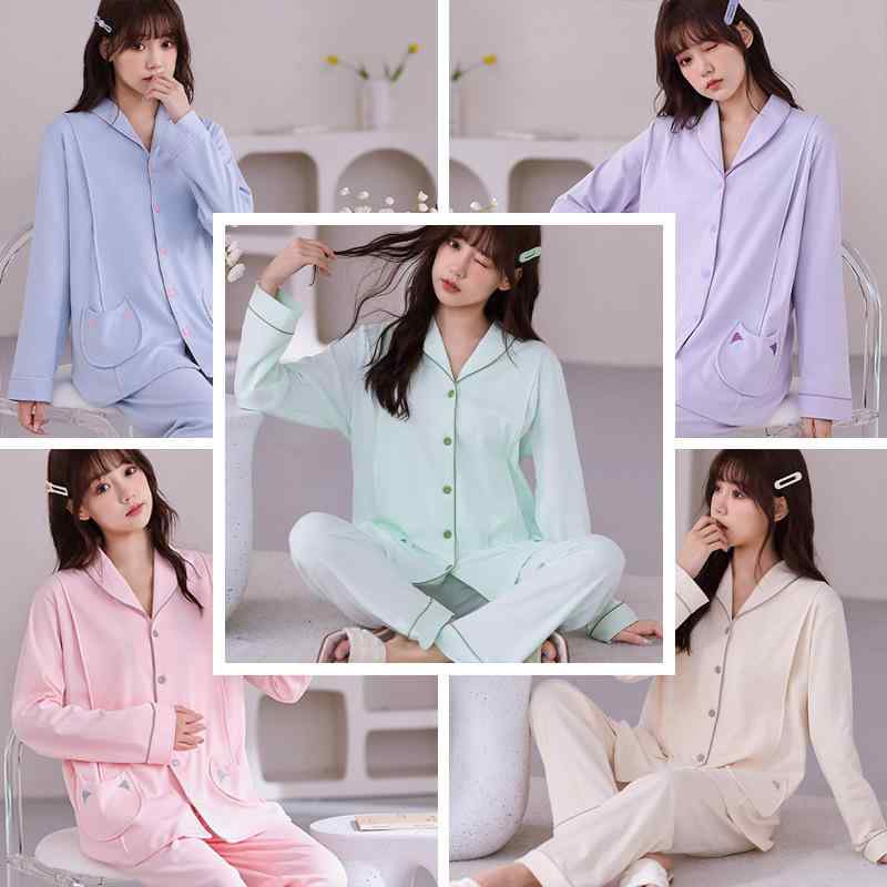 パジャマ レディース マタニティ 授乳服 授乳口付き 綿100% ルームウェア 産後 春秋 長袖 ゆったり ニ..