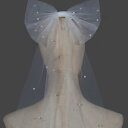 ベール レディース フレンチスタイル 立体パール ショート丈 チュール リボン ウェディング 前撮り 撮影 結婚式 二次会 披露宴 ヘッドドレス シンプル ホワイト アイボリー(x2)