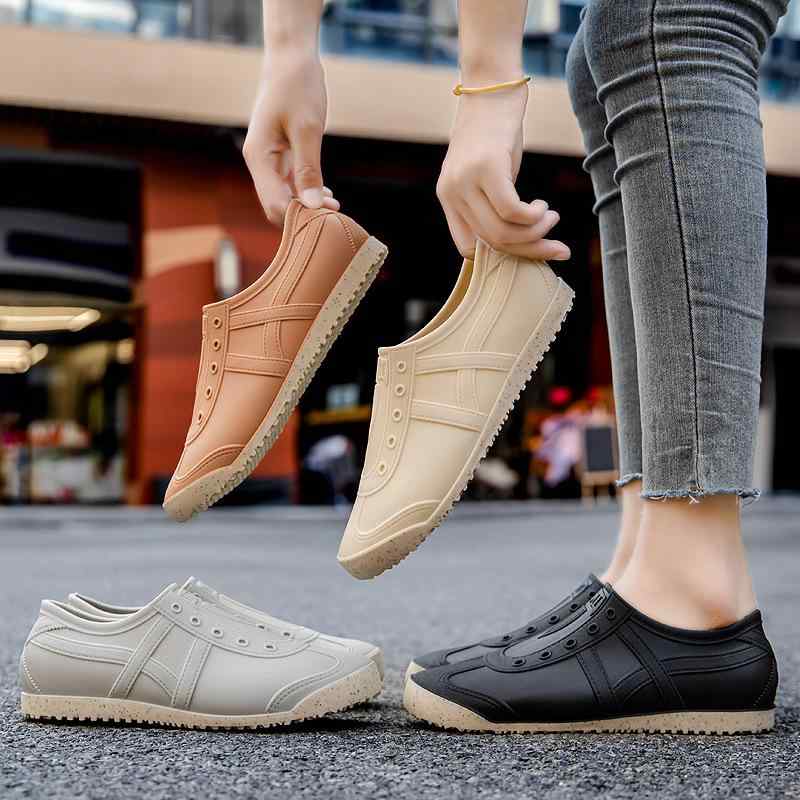 レインシューズ レディース 防水 耐摩耗性 厚底 ローカット スリッポン カジュアル ファッション 作業用 ワーク アウトドア キッチン 雨靴 長靴 女性用