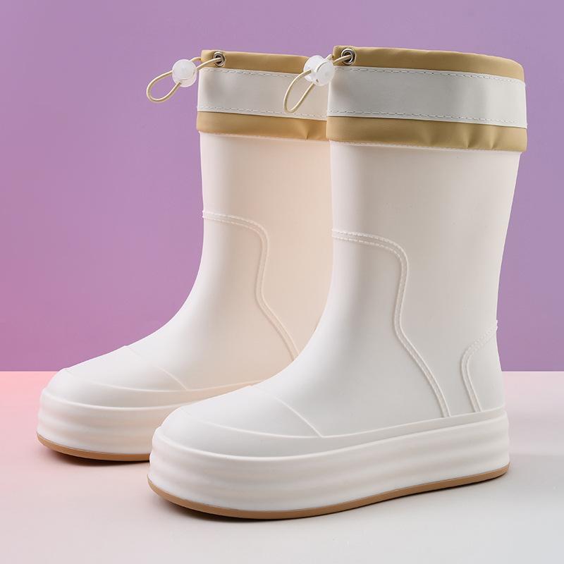レインブーツ レディース 防水 厚底 ミドル丈 ヒールアップ 滑り止め EVA素材 軽量 丈夫 耐摩耗性 消臭 オールシーズン キャンプ アウトドア 普段使い 雨の日 梅雨対策