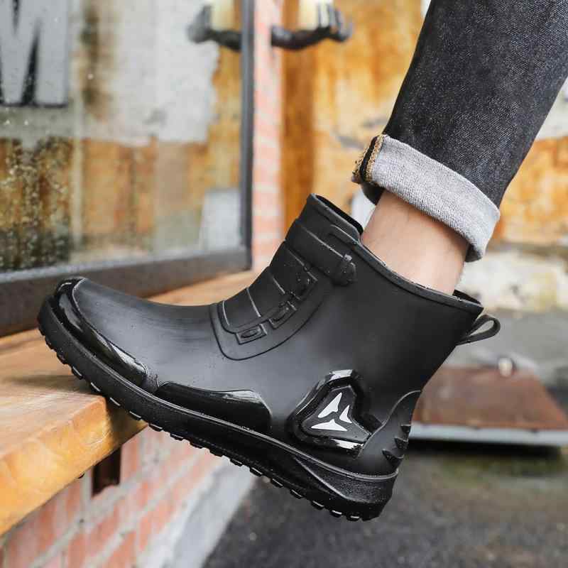 レインシューズ メンズ ショート丈 防水 滑り止め アウトドア 作業用 釣り用 PU素材 ラバーソール カジュアル スポーツ オールシーズン