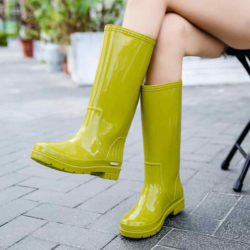 防水 滑り止め レインブーツ レディース ロング丈 秋冬 PVC素材 おしゃれ カジュアル デイリーユース 保温性 ミドルヒール 丈夫 耐摩耗性 長靴(x2)