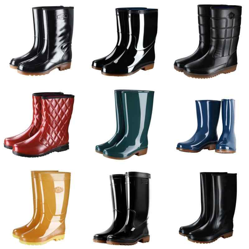 レインブーツ 男女兼用 滑り止め 防水 作業用 工事現場 厚手 耐摩耗性 衝撃吸収 防寒 ロング丈 高耐久ラバーソール ローヒール 長靴 オールシーズン