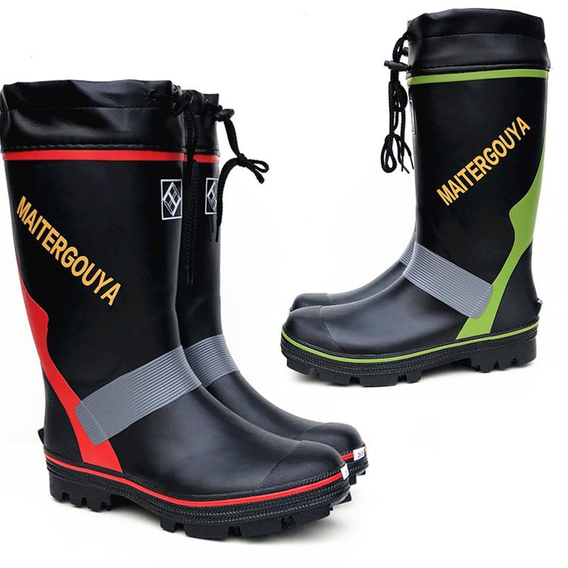 レインブーツ メンズ 鋼製スパイク底 滑り止め ハイカット 防水 ゴム製 アウトドア 釣り 磯釣り フィッシング スノーブーツ オールシーズン 通気性 吸汗速乾 切り替え EVAインソール