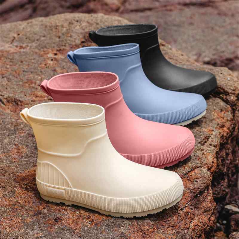 レインブーツ レディース 防水 滑り止め 保温 ショート丈 ローカット おしゃれ キッチン用 PVC 厚手 春秋(x2)