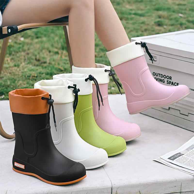 レインブーツ レディース ショート丈 防水 滑り止め フラットヒール PVC素材 耐久性 普段使い 大人用 デイリーユース 無地 カジュアルスタイル