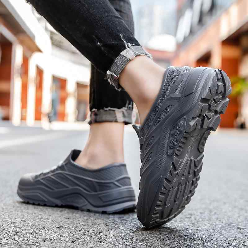 レインシューズ メンズ 防水 滑り止め 耐摩耗性 ショート丈 ローカット スリッポン PVC ゴム製 キッチン 作業用 ワークブーツ オールシーズン ラウンドトゥ フラットヒール 無地 おしゃれ カジュアル