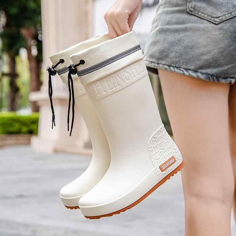 レインブーツ レディース 防水 滑り止め ミドル丈 裏ボア 防寒 おしゃれ キッチン アウトドア 作業用 防水束口 PVC製 一体成型 ミドルヒール