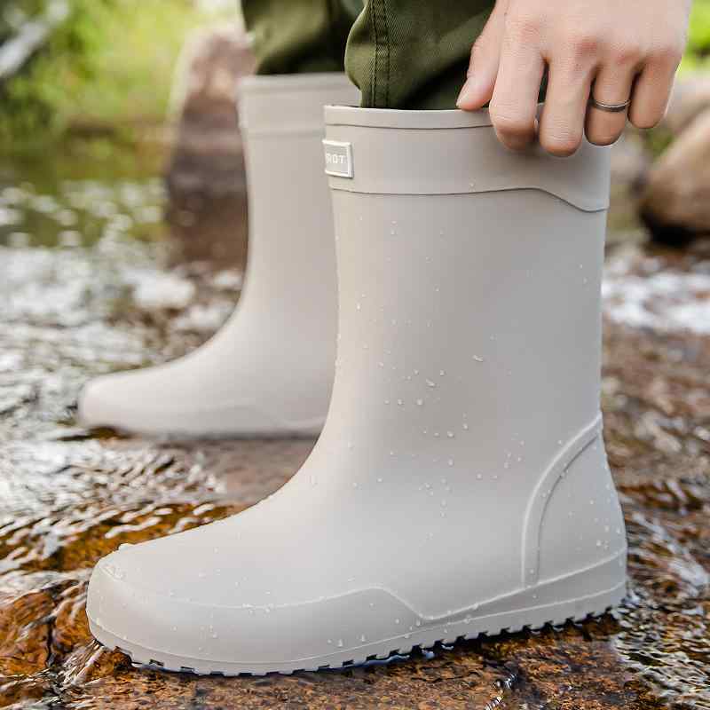 レインブーツ メンズ 滑り止め 防水 耐摩耗性 ミドル丈 フラットソール PVC製 ラバー おしゃれ 釣り 潮干狩り アウトドア レインシューズ