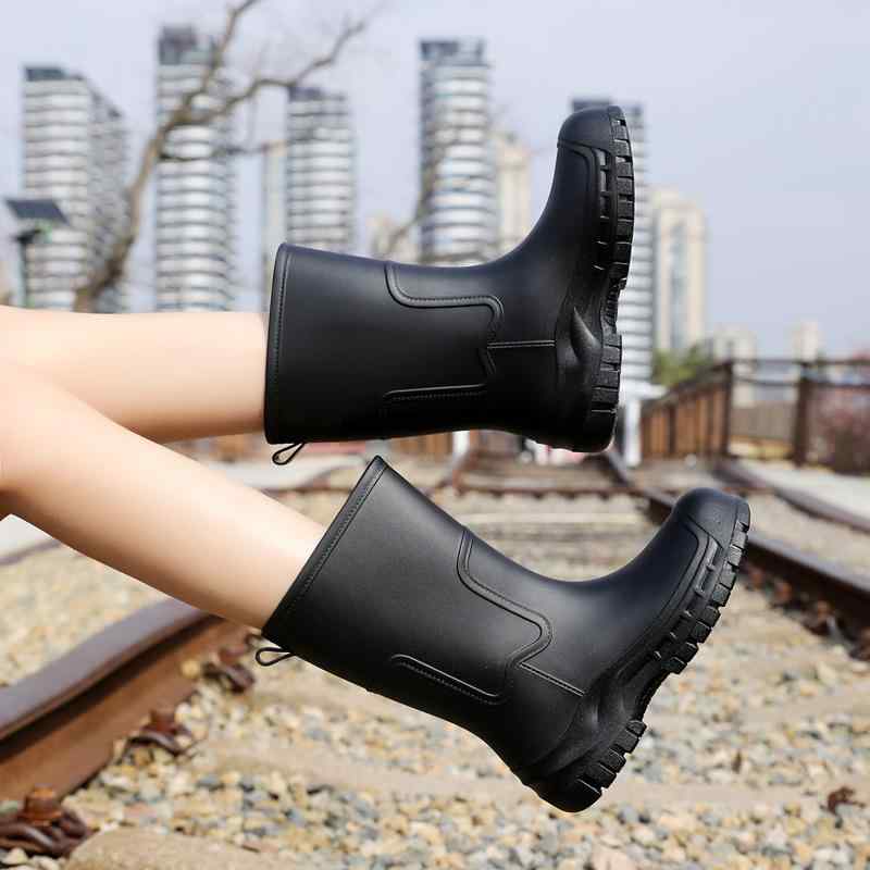 レインブーツ レディース 滑り止め 防水 チェルシーブーツ ショート丈 ミドル丈 PVC素材 厚底 おしゃれ カジュアル 無地 万能 長靴 オールシーズン対応