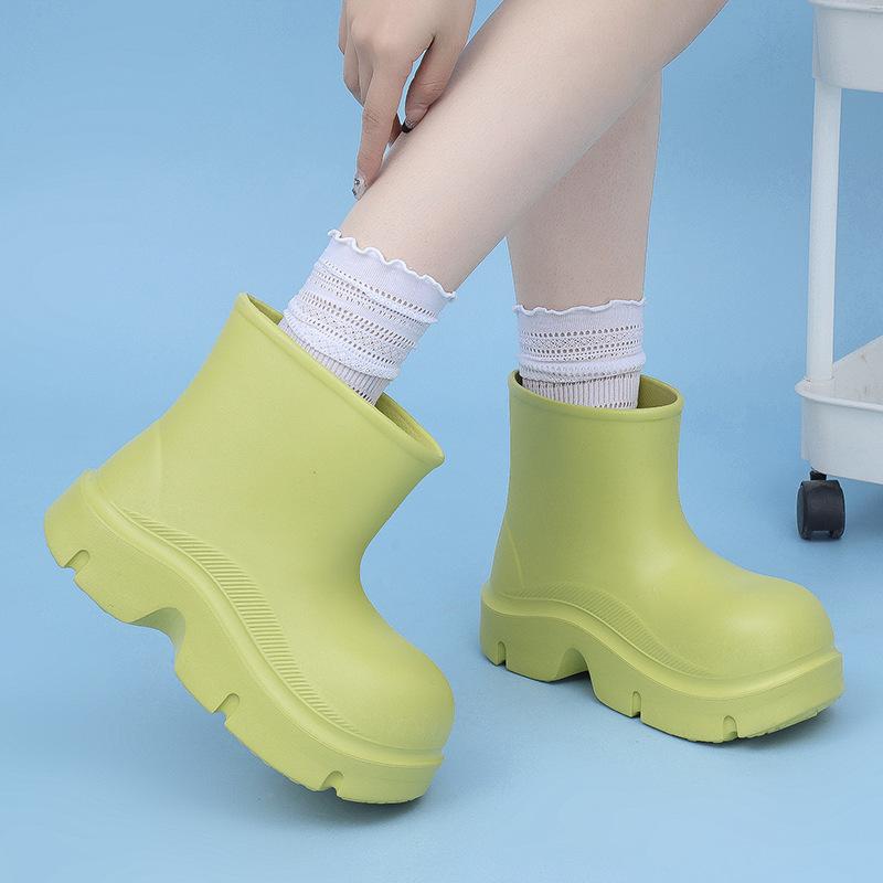 レインブーツ レディース 大人用 厚底 滑り止め 防水 ショート丈 EVA素材 春秋 アウトドア 機能性 おしゃれ スタイルアップ 無地(x2)