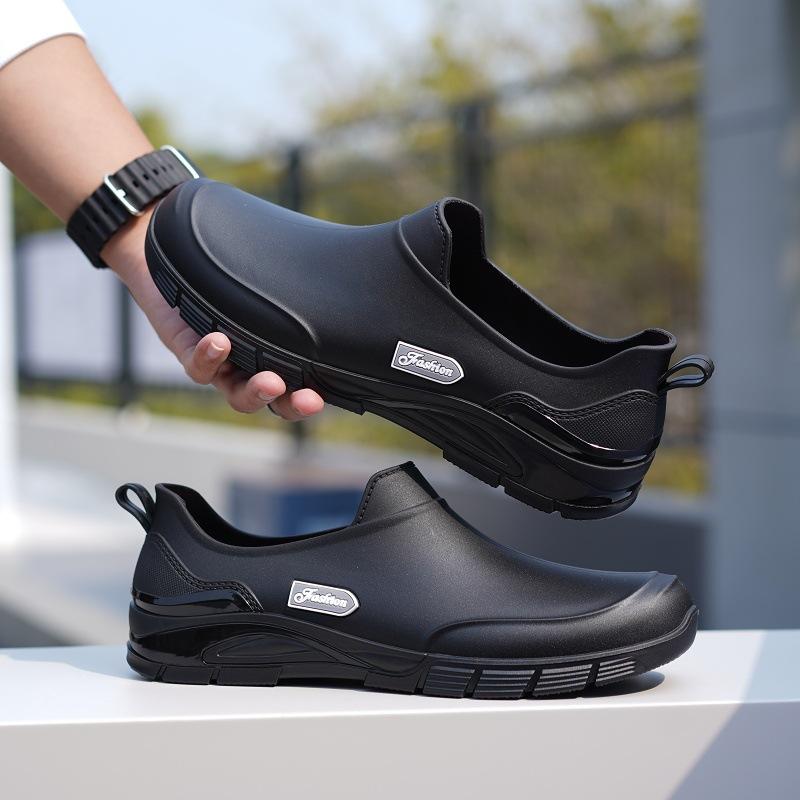 レインシューズ メンズ 防水 防滑 ショート丈 カジュアル ファッション フラットソール 厚底 PVC素材 メッシュ裏地 普段使い