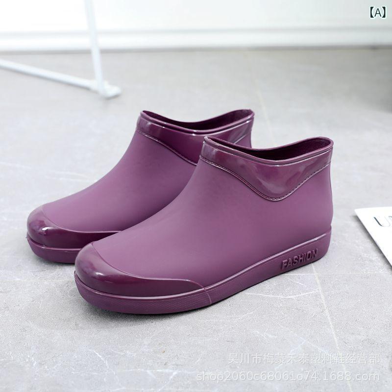 レインブーツ レディース ショート丈 防水 滑り止め キッチン 洗車 作業用 PVC素材 大人用 おしゃれ 韓国風 ファッション フラットヒール 無地(x2)