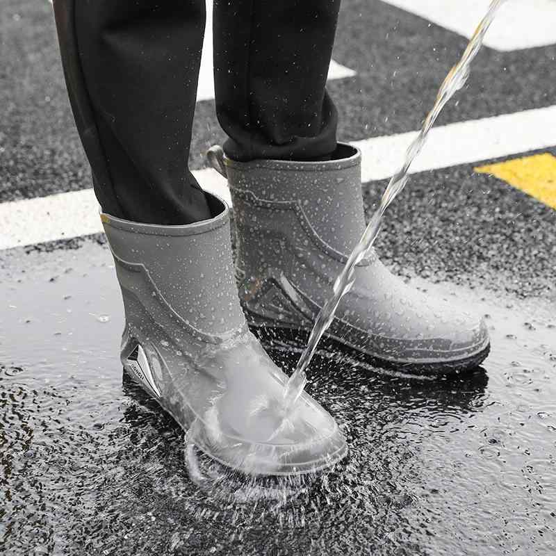 雨靴 メンズ 防滑 裏ボア 保温 あったか レインブーツ ドローストリング ミドル丈 PVC ゴム長靴 作業用 ワークブーツ 通勤 通学 雪かき オールシーズン(x2)