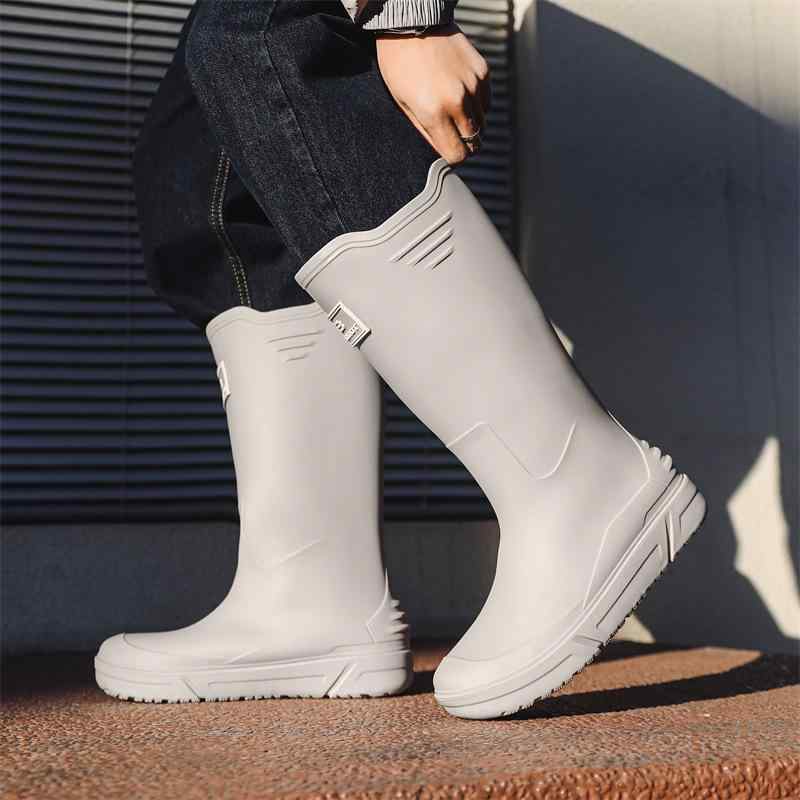 長靴 メンズ レインブーツ 滑り止め 防水 防寒 フェイクファー インナー 取り外し可能 ミドル丈 ハイカット 履き口絞り PVC製 ゴム底 洗車 釣り 厨房用...