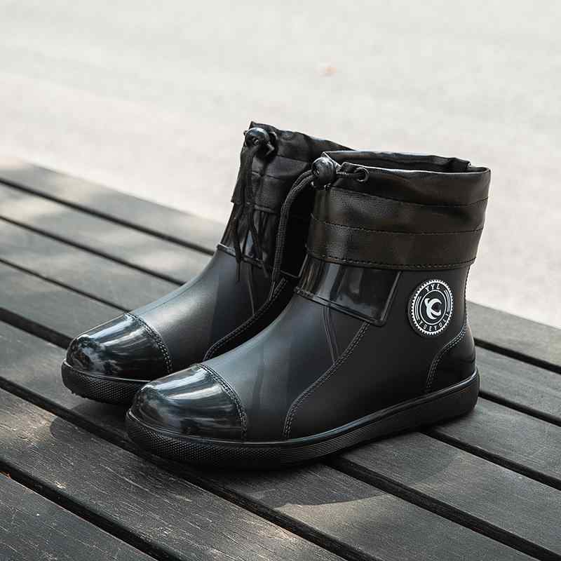 雨靴 メンズ 防水 防滑 ショート丈 耐摩耗性 厚底 作業用 ワークブーツ 大きいサイズ アウトドア レインブーツ 男性用 PVC製 オールシーズン