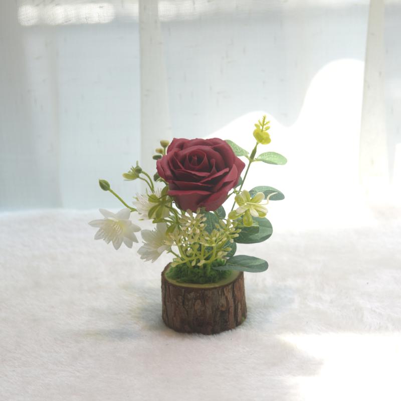 造花 フェイクグリーン 観葉植物 ミニバラ 鉢植え 盆栽 プラスチック製 リアルな おしゃれな 置物 室内用 リビング 玄関 卓上 飾り インテリア 枯れない 水やり不要 お手入れ簡単