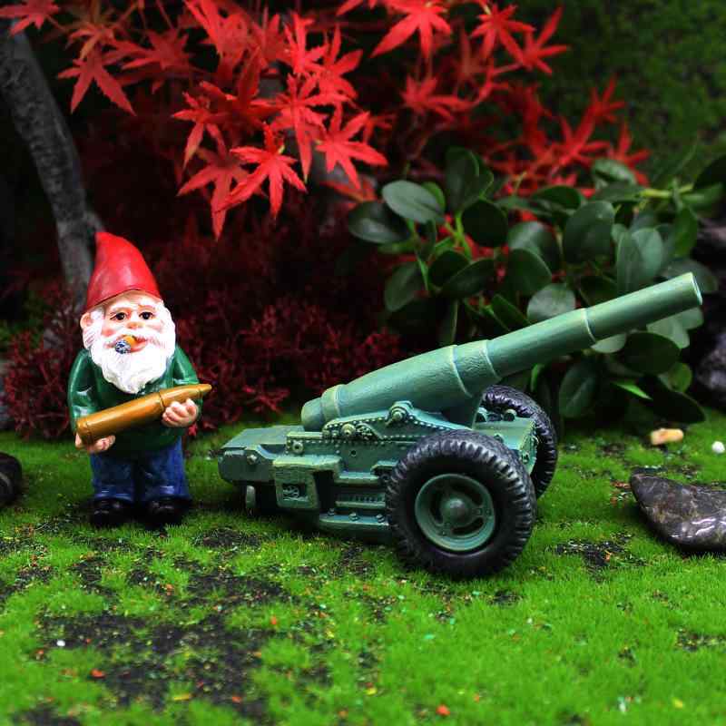 Interior Accessories - 置物 ガーデンオーナメント 戦闘 大砲 ノーム ドワーフ 小人 ミニチュアガーデン 陸軍兵隊 レジン製 ユニーク おしゃれな欧米スタイル インテリア飾り 庭園オブジェ
