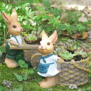 植木鉢 うさぎ キャラクター ミニ 多肉植物用プランター 樹脂製 レジンクラフト ガーデニング DIY かわいい インテリア雑貨 置き物 白 茶色 ペア カントリー調 ナチュラル(x2)