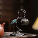 香炉 鶴モチーフ 蓮デザイン 祥雲柄 吊り下げ式 おしゃれな合金製 置物 インテリアオブジェ 室内用 渦巻き線香立て お香立て アロマ 和室 洋室 中華風
