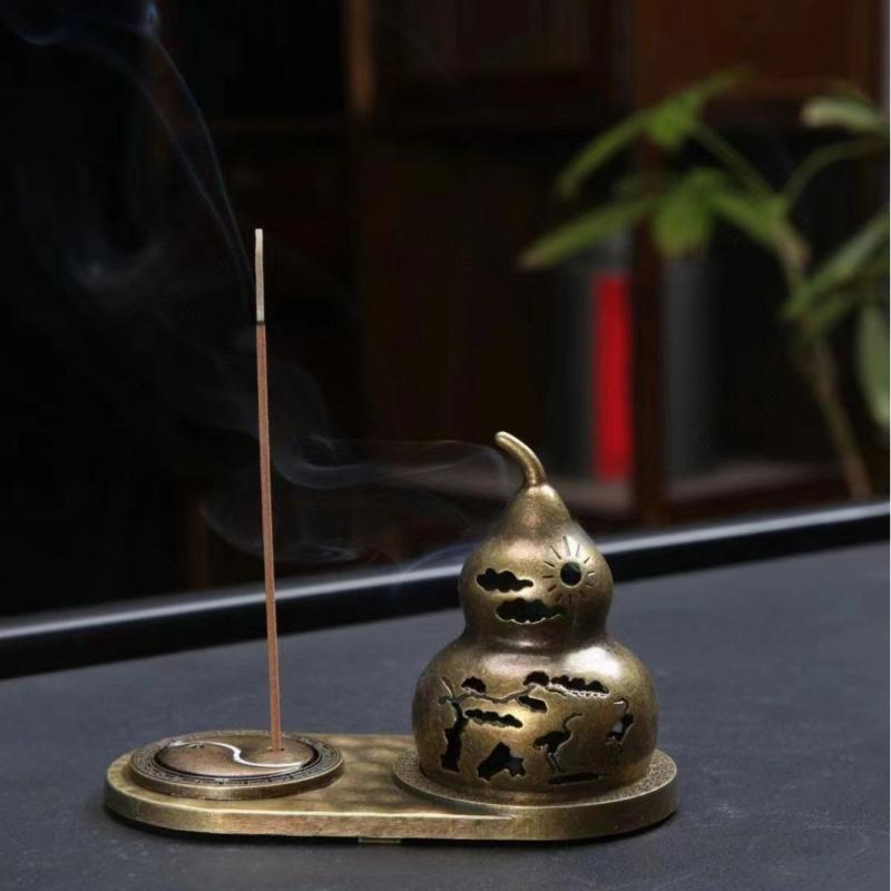 香炉 八卦ひょうたん 太極図 祥雲模様 合金製 2WAY 線香立て 渦巻香皿 沈香 檀香対応 茶道用 置物 仏具..