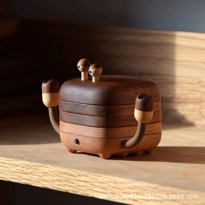 コースター マグネット式 カニ型 木製 無垢材 天然木 断熱 耐熱 かわいい おしゃれ ユニークデザイン ..