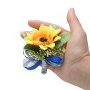 コサージュ 男女兼用 ひまわり リボン付き 布製 結婚式 ウェディング 新郎新婦 披露宴 パーティー 入学式 卒業式 フォーマル イベント 華やか 上品な 胸飾り