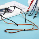 眼鏡ストラップ ずれ落ち防止 調節可能 PUレザー 老眼鏡 サングラス 首掛け ネックコード 男女兼用 シンプル レッド ブラック ブラウン ネイビー(x2)