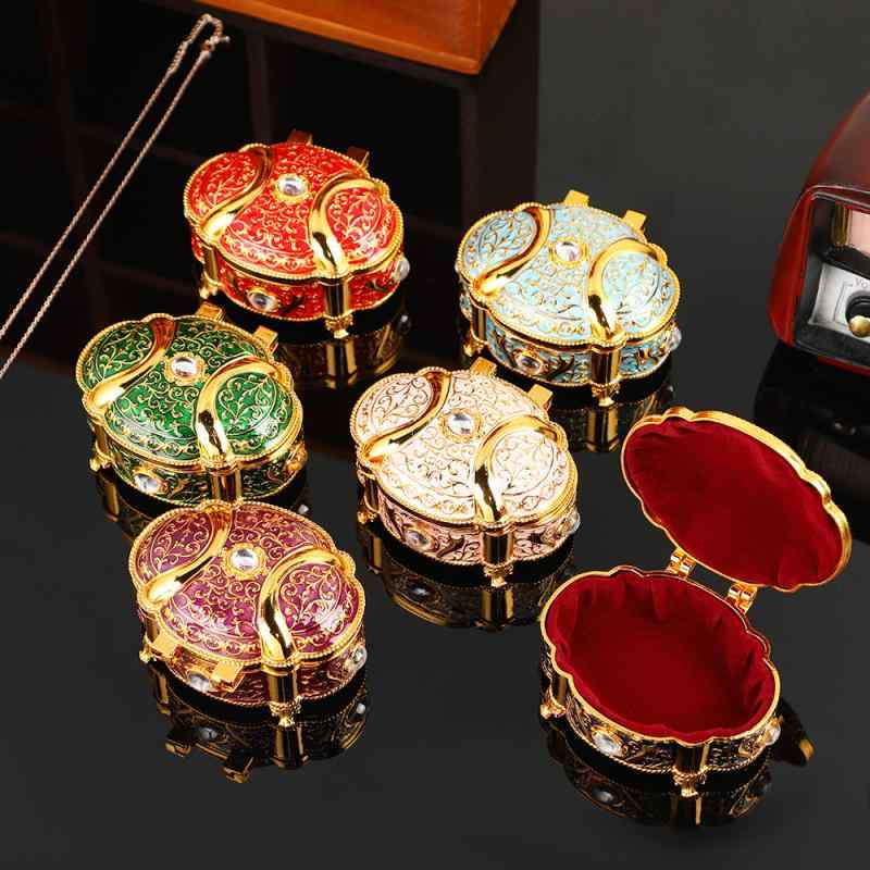 ジュエリーボックス 蓋つき 浮き彫り 楕円形 アンティーク 宮廷風 高級感 亜鉛合金製 ネックレス 宝石 ..