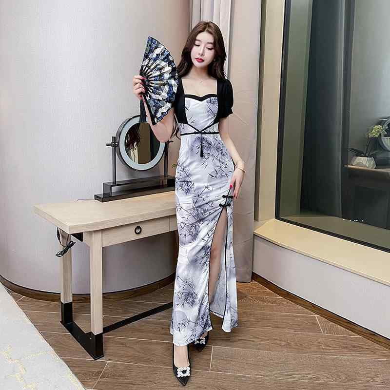 ワンピース レディース チャイナドレス セクシー 高級感 レトロ ロング丈 キャバドレス ナイトドレス ..