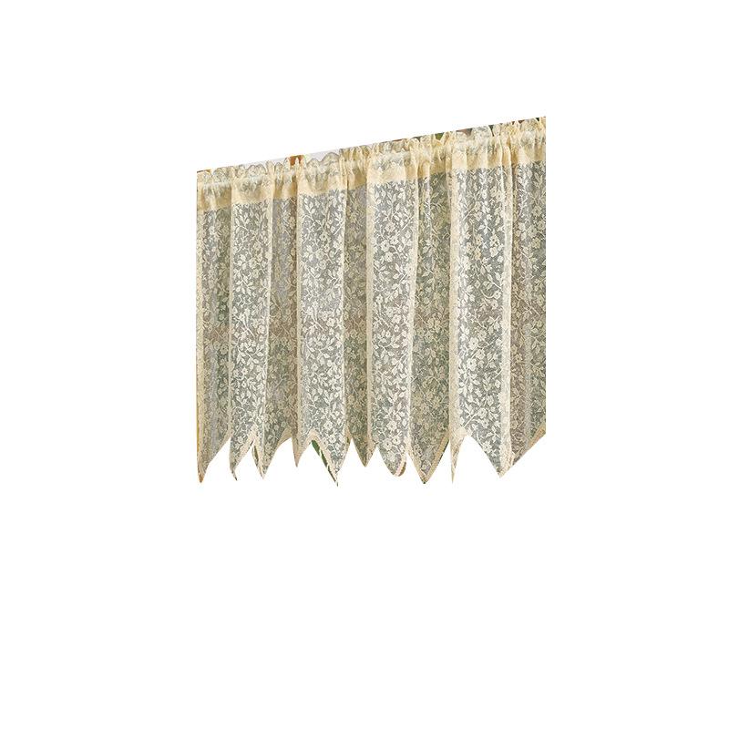 カフェカーテン 小窓用 レース ショート丈 ポリエステル製 綿麻風 和風 間仕切り 目隠し ドアカーテン のれん キッチン 寝室 リビング モダン シンプル 花柄