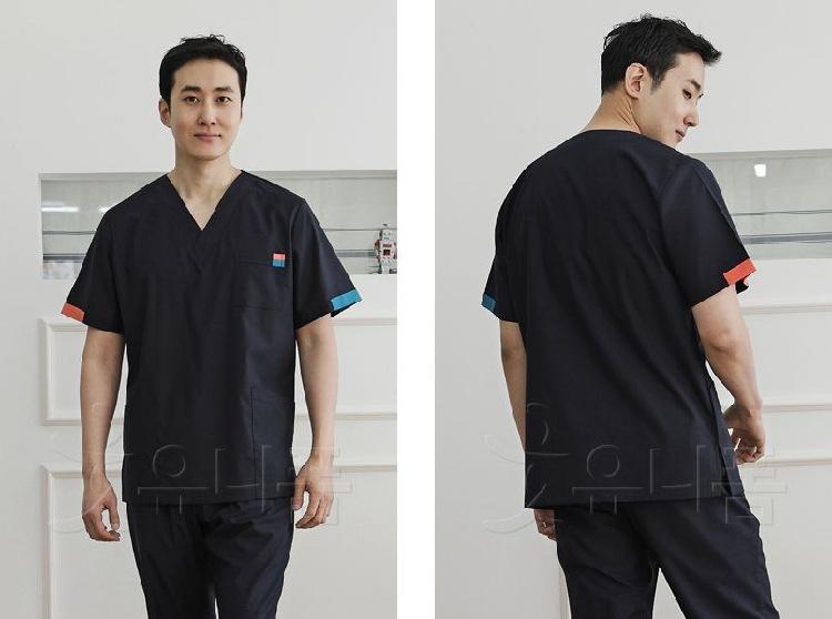 スクラブ 男女兼用 半袖 吸汗速乾 ドクター 手術衣 白衣 医療用ユニフォーム 歯科 動物病院 クリニック..